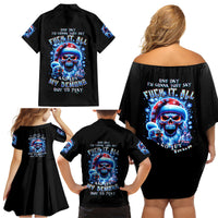 Skull Santa Claus Family Matching Off Shoulder Short Dress and Hawaiian Shirt One Day Say Fuck Itt All And Let My Demons Out - Wonder Print Shop