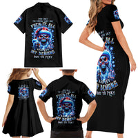 Skull Santa Claus Family Matching Short Sleeve Bodycon Dress and Hawaiian Shirt One Day Say Fuck Itt All And Let My Demons Out - Wonder Print Shop