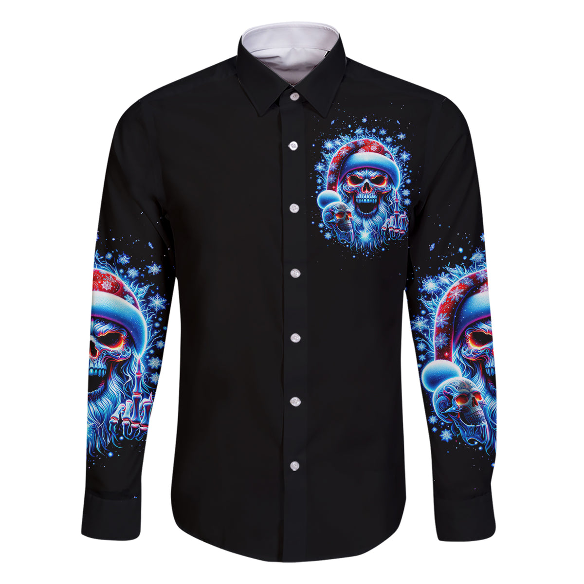 Skull Santa Claus Family Matching Short Sleeve Bodycon Dress and Hawaiian Shirt One Day Say Fuck Itt All And Let My Demons Out - Wonder Print Shop