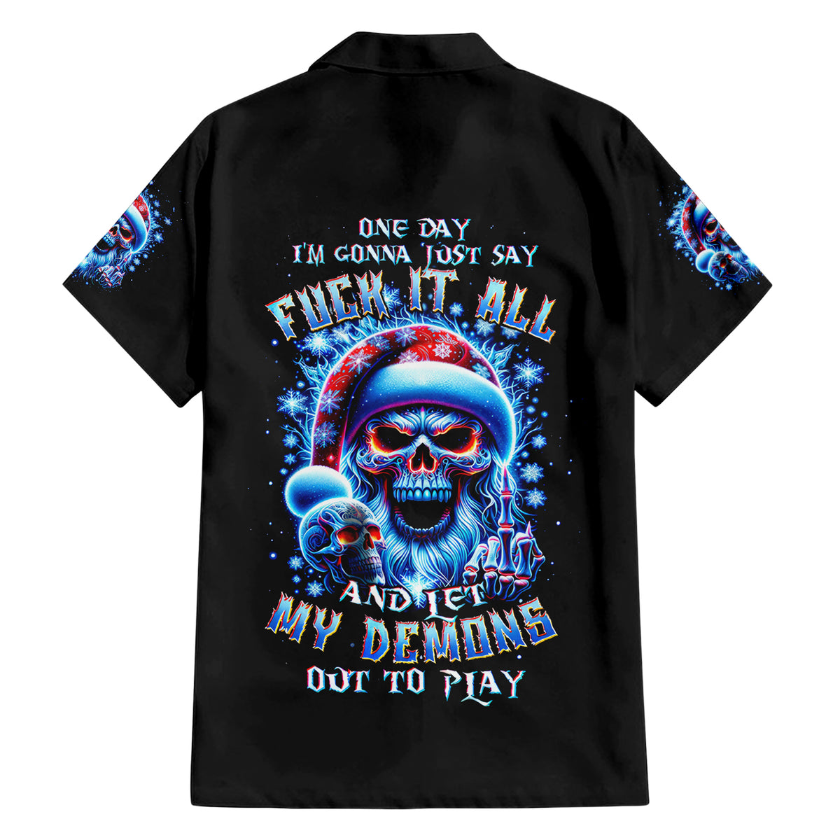Skull Santa Claus Hawaiian Shirt One Day Say Fuck Itt All And Let My Demons Out - Wonder Print Shop