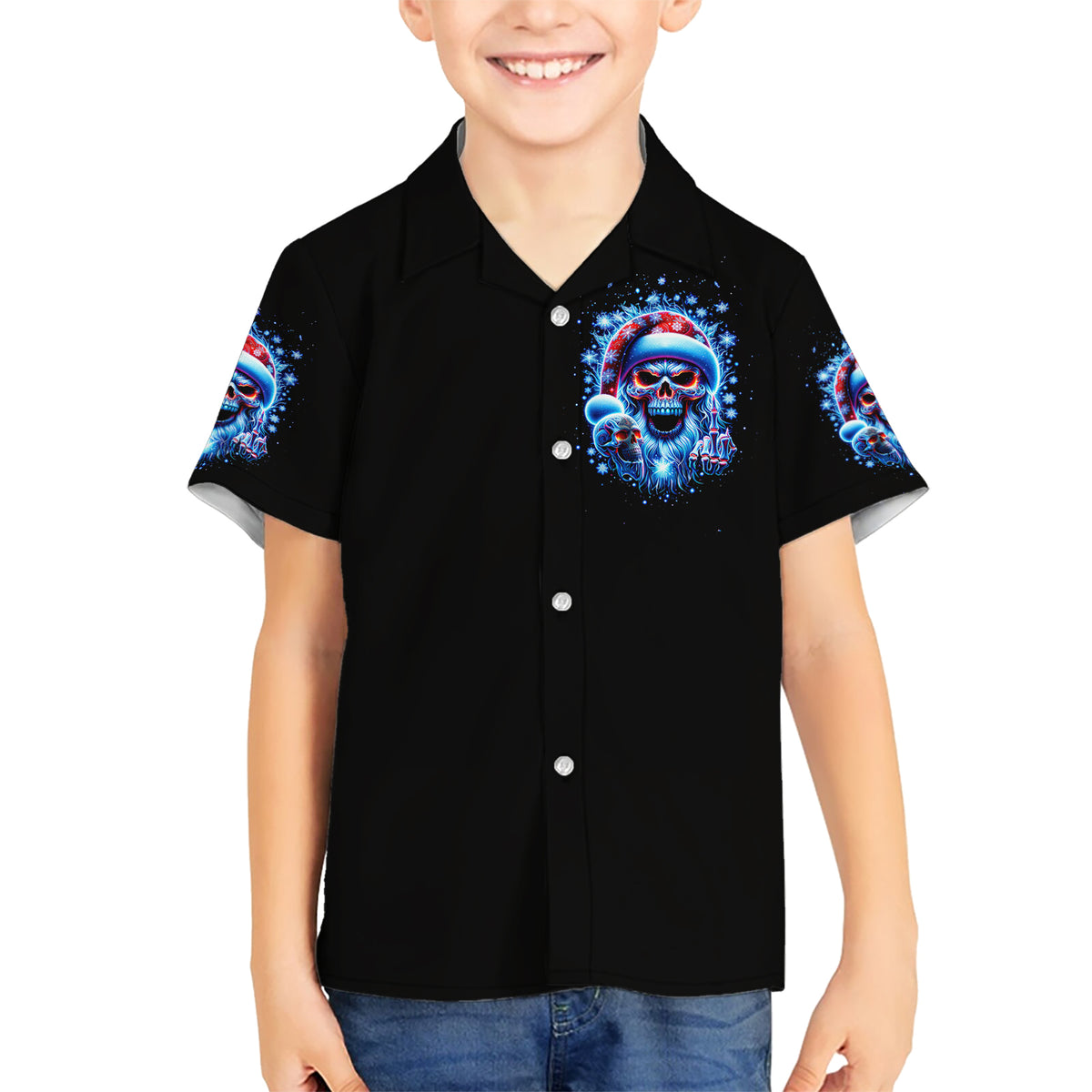 Skull Santa Claus Kid Hawaiian Shirt One Day Say Fuck Itt All And Let My Demons Out - Wonder Print Shop