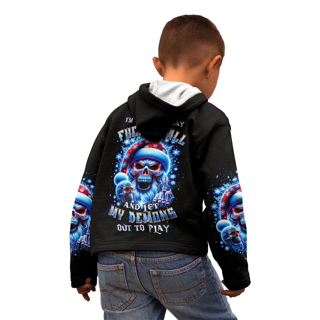 Skull Santa Claus Kid Hoodie One Day Say Fuck Itt All And Let My Demons Out - Wonder Print Shop