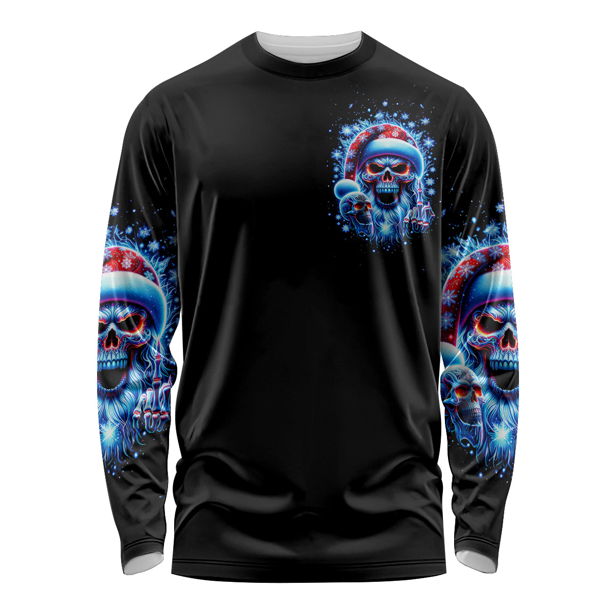 Skull Santa Claus Long Sleeve Shirt One Day Say Fuck Itt All And Let My Demons Out - Wonder Print Shop