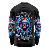 Skull Santa Claus Long Sleeve Shirt One Day Say Fuck Itt All And Let My Demons Out - Wonder Print Shop