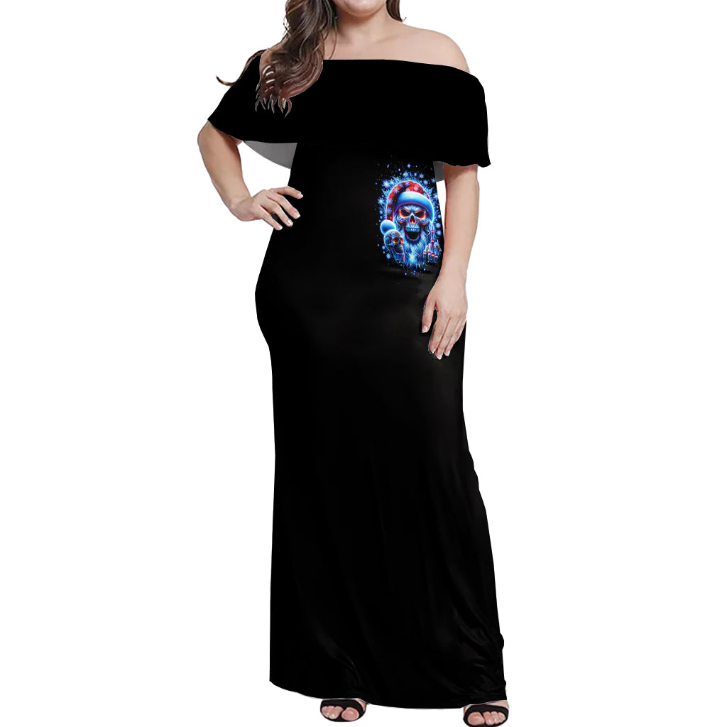 Skull Santa Claus Off Shoulder Maxi Dress One Day Say Fuck Itt All And Let My Demons Out - Wonder Print Shop