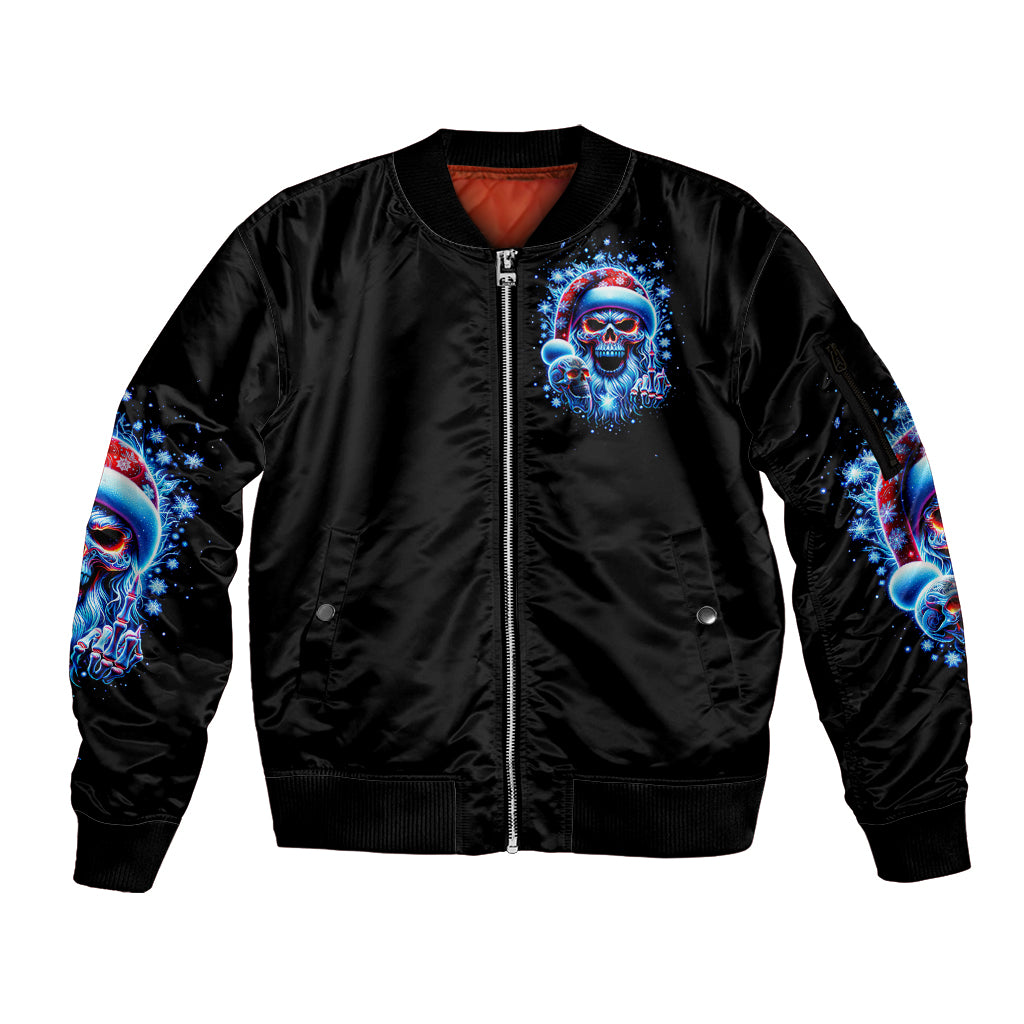 Skull Santa Claus Sleeve Zip Bomber Jacket One Day Say Fuck Itt All And Let My Demons Out - Wonder Print Shop