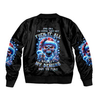 Skull Santa Claus Sleeve Zip Bomber Jacket One Day Say Fuck Itt All And Let My Demons Out - Wonder Print Shop