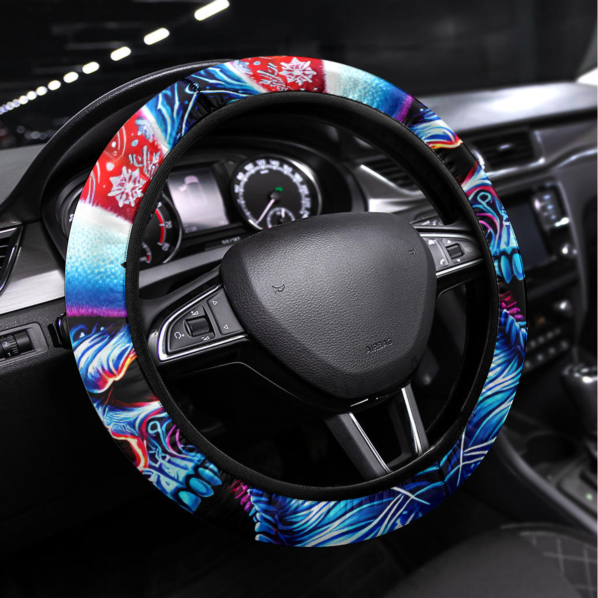 Skull Santa Claus Steering Wheel Cover One Day Say Fuck Itt All And Let My Demons Out - Wonder Print Shop