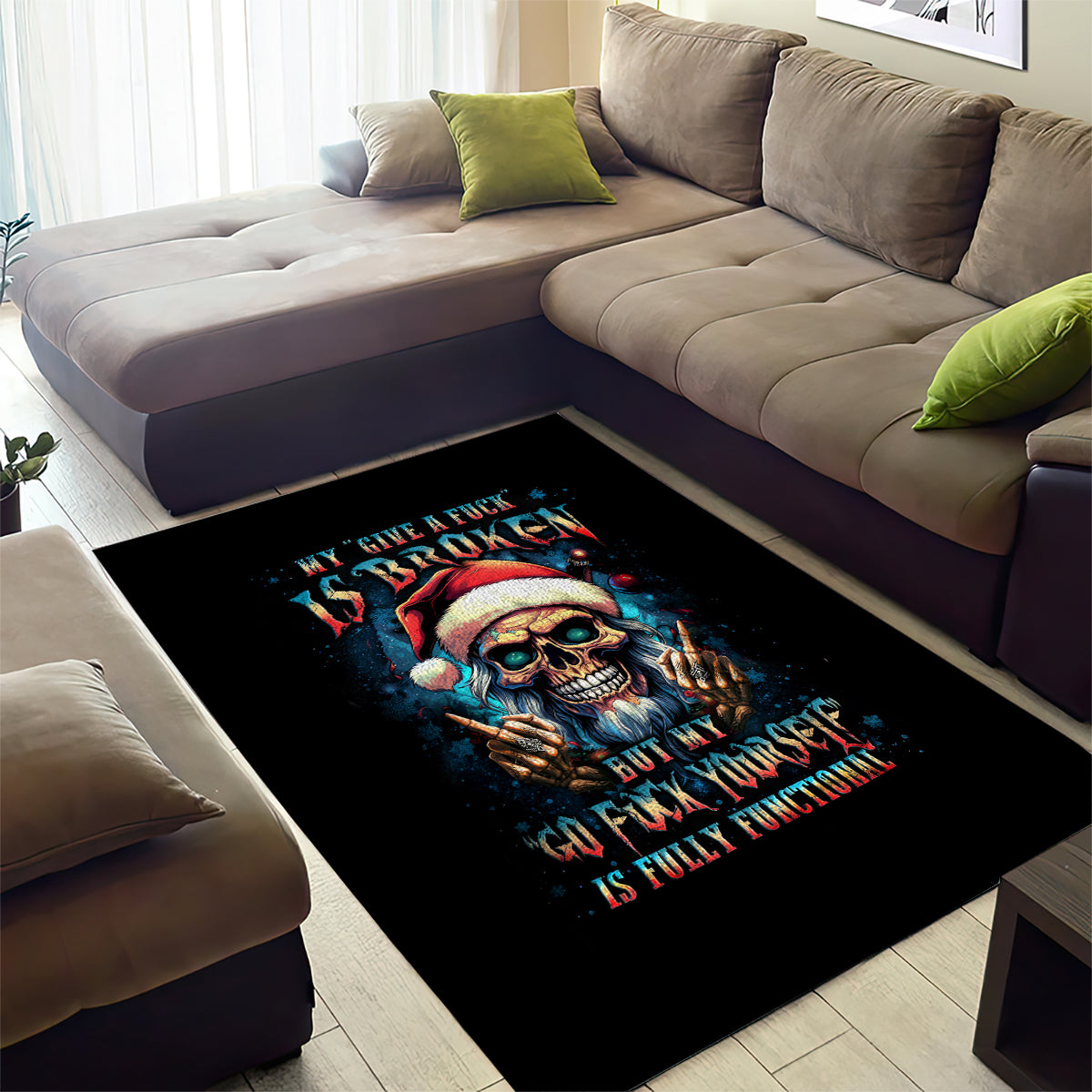 Skull Santa Claus Area Rug My Give A Fuck Is Broken My Go Fuck Yourself - Wonder Print Shop