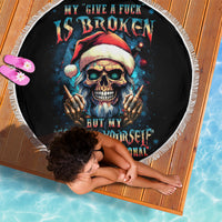 Skull Santa Claus Beach Blanket My Give A Fuck Is Broken My Go Fuck Yourself - Wonder Print Shop
