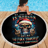 Skull Santa Claus Beach Blanket My Give A Fuck Is Broken My Go Fuck Yourself - Wonder Print Shop