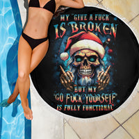 Skull Santa Claus Beach Blanket My Give A Fuck Is Broken My Go Fuck Yourself - Wonder Print Shop