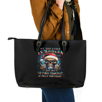 Skull Santa Claus Leather Tote Bag My Give A Fuck Is Broken My Go Fuck Yourself - Wonder Print Shop