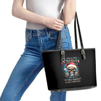 Skull Santa Claus Leather Tote Bag My Give A Fuck Is Broken My Go Fuck Yourself - Wonder Print Shop