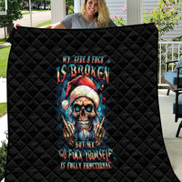 Skull Santa Claus Quilt My Give A Fuck Is Broken My Go Fuck Yourself - Wonder Print Shop