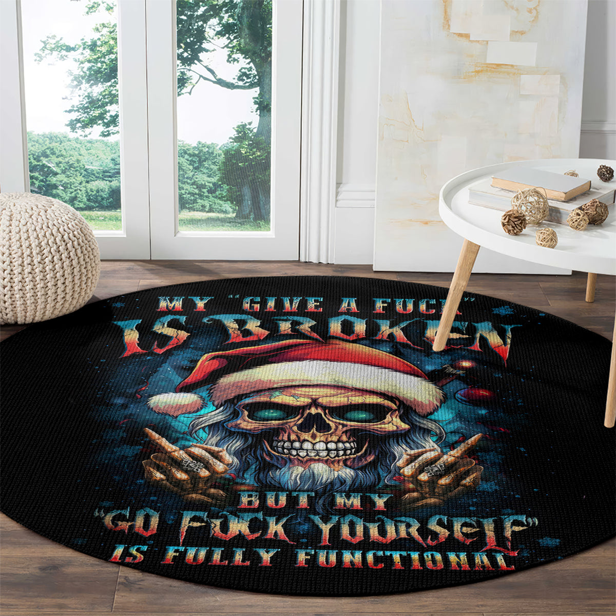 skull-santa-claus-round-carpet-my-give-a-fuck-is-broken-my-go-fuck-yourself