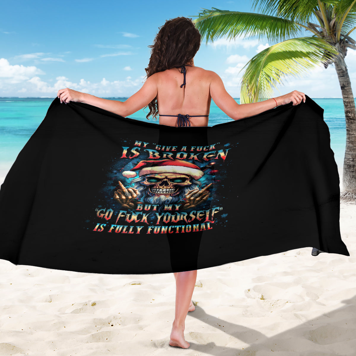 Skull Santa Claus Sarong My Give A Fuck Is Broken My Go Fuck Yourself - Wonder Print Shop