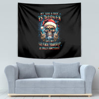 Skull Santa Claus Tapestry My Give A Fuck Is Broken My Go Fuck Yourself - Wonder Print Shop