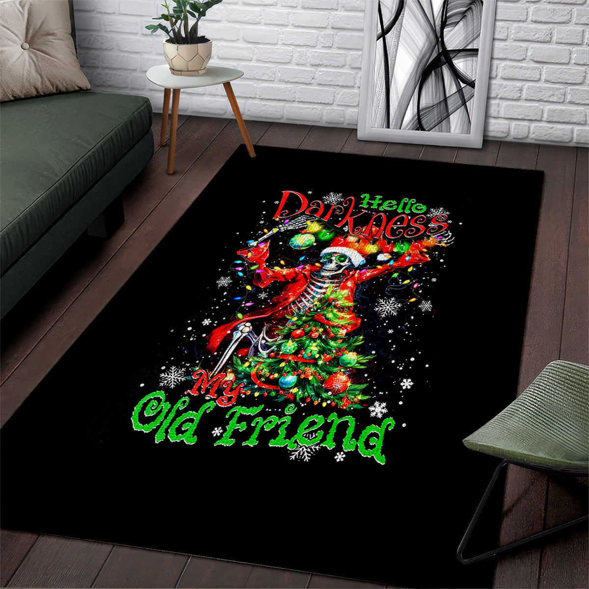 Skeleton Santa Claus Area Rug Hello Darkness My Old Friend - Wonder Print Shop