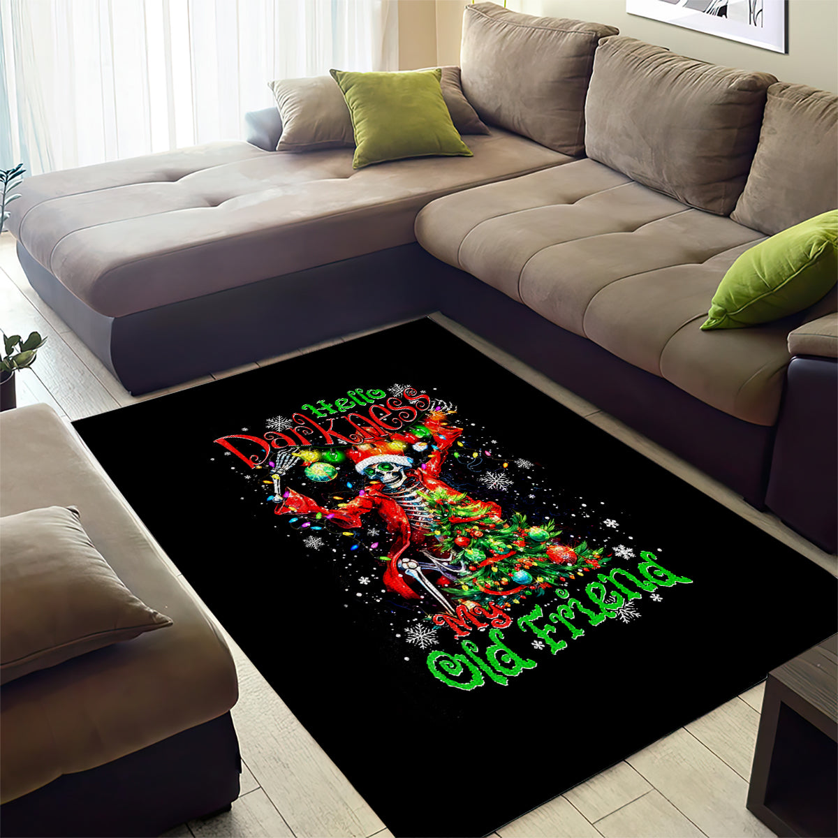 Skeleton Santa Claus Area Rug Hello Darkness My Old Friend - Wonder Print Shop