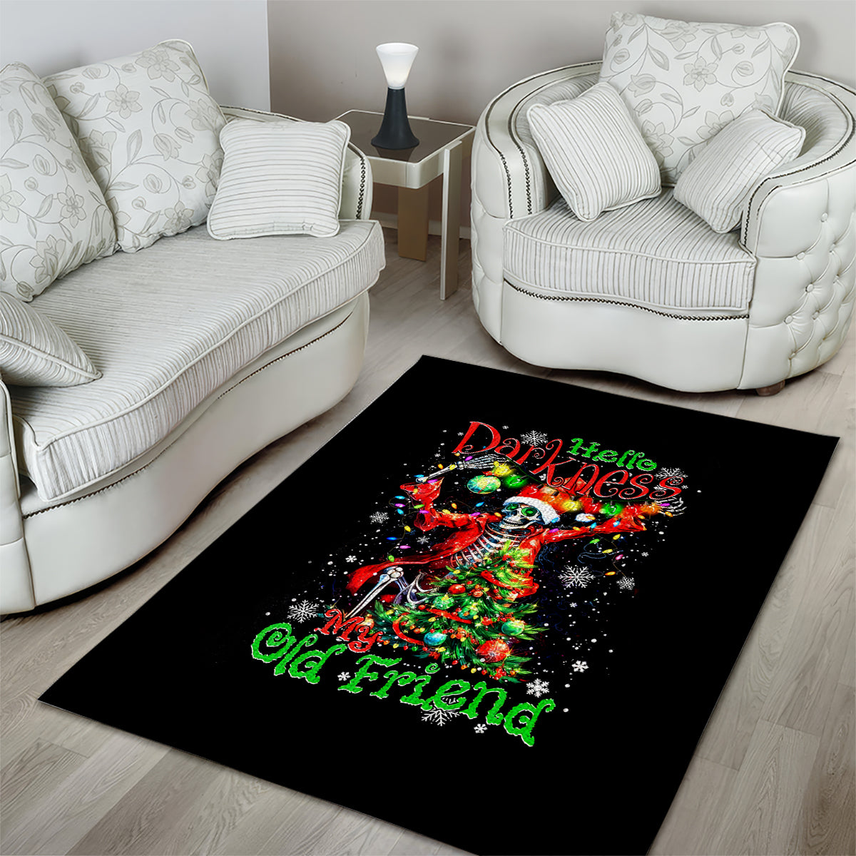 Skeleton Santa Claus Area Rug Hello Darkness My Old Friend - Wonder Print Shop