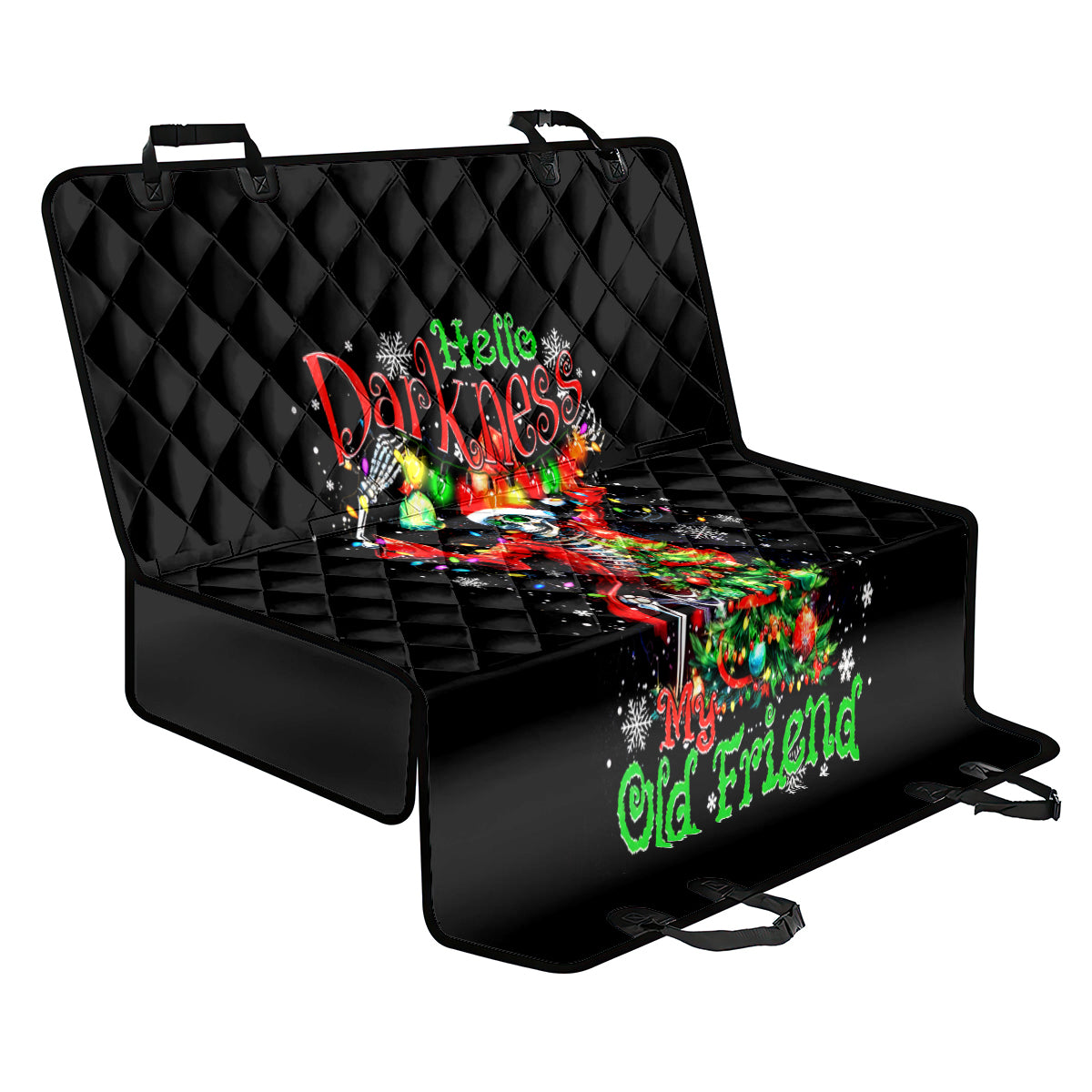 Skeleton Santa Claus Back Car Seat Cover Hello Darkness My Old Friend - Wonder Print Shop