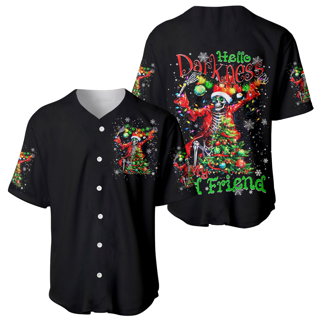 Skeleton Santa Claus Baseball Jersey Hello Darkness My Old Friend - Wonder Print Shop