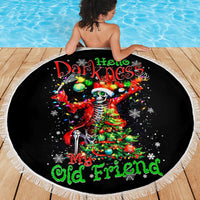 Skeleton Santa Claus Beach Blanket Hello Darkness My Old Friend - Wonder Print Shop