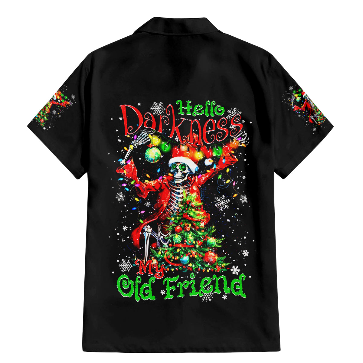 Skeleton Santa Claus Family Matching Mermaid Dress and Hawaiian Shirt Hello Darkness My Old Friend - Wonder Print Shop
