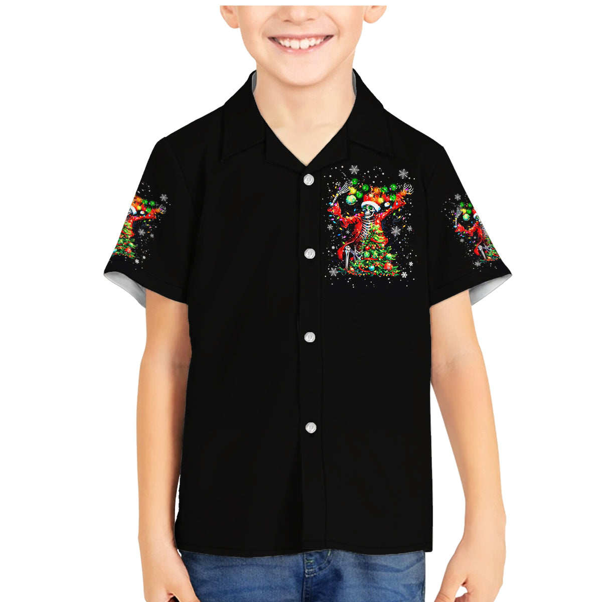 Skeleton Santa Claus Family Matching Mermaid Dress and Hawaiian Shirt Hello Darkness My Old Friend - Wonder Print Shop