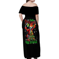 Skeleton Santa Claus Family Matching Off Shoulder Maxi Dress and Hawaiian Shirt Hello Darkness My Old Friend - Wonder Print Shop