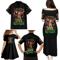Skeleton Santa Claus Family Matching Puletasi Dress and Hawaiian Shirt Hello Darkness My Old Friend - Wonder Print Shop