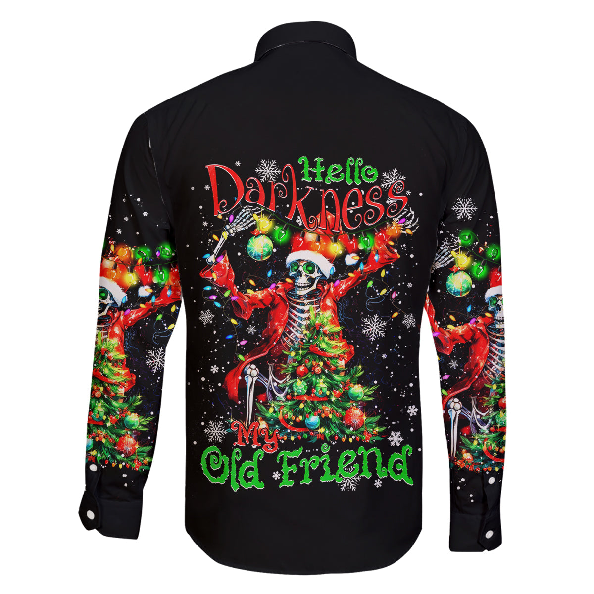 Skeleton Santa Claus Family Matching Summer Maxi Dress and Hawaiian Shirt Hello Darkness My Old Friend - Wonder Print Shop