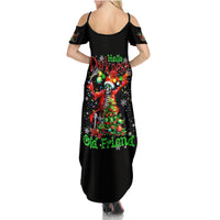 Skeleton Santa Claus Family Matching Summer Maxi Dress and Hawaiian Shirt Hello Darkness My Old Friend - Wonder Print Shop