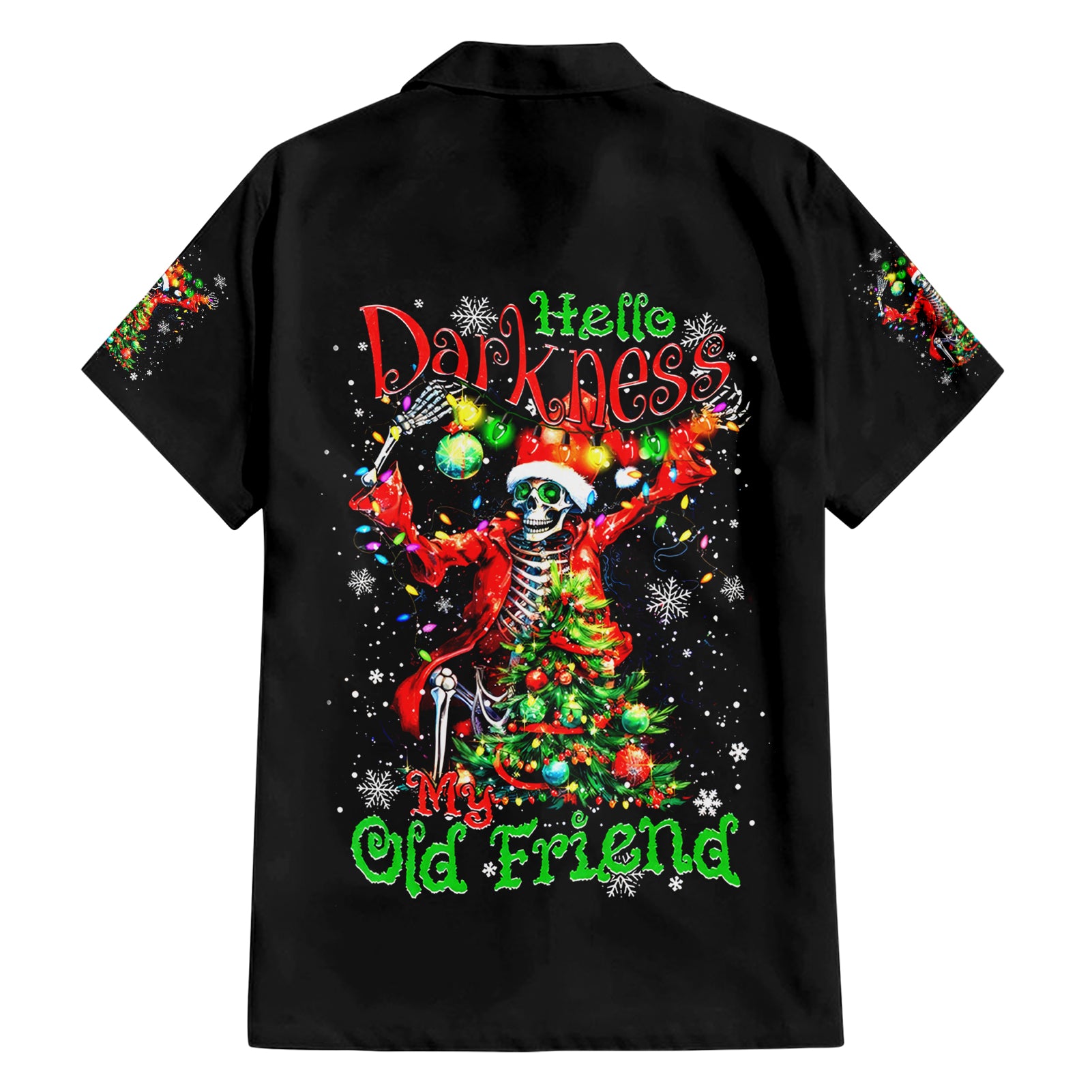 Skeleton Santa Claus Hawaiian Shirt Hello Darkness My Old Friend - Wonder Print Shop