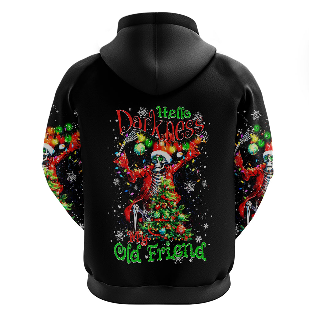 Skeleton Santa Claus Hoodie Hello Darkness My Old Friend - Wonder Print Shop