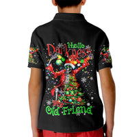 Skeleton Santa Claus Kid Polo Shirt Hello Darkness My Old Friend - Wonder Print Shop