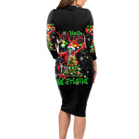 Skeleton Santa Claus Long Sleeve Bodycon Dress Hello Darkness My Old Friend - Wonder Print Shop