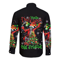 Skeleton Santa Claus Long Sleeve Button Shirt Hello Darkness My Old Friend - Wonder Print Shop