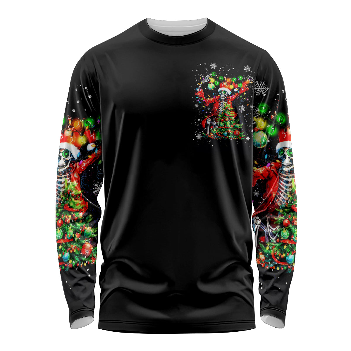 Skeleton Santa Claus Long Sleeve Shirt Hello Darkness My Old Friend - Wonder Print Shop