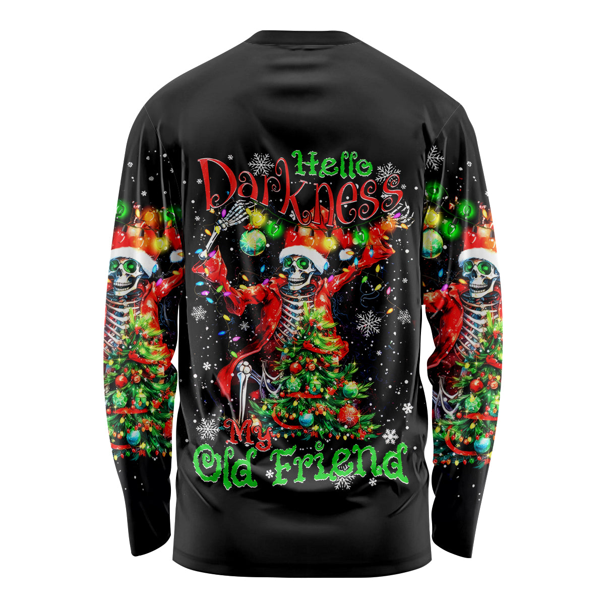 Skeleton Santa Claus Long Sleeve Shirt Hello Darkness My Old Friend - Wonder Print Shop