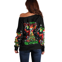 Skeleton Santa Claus Off Shoulder Sweater Hello Darkness My Old Friend - Wonder Print Shop