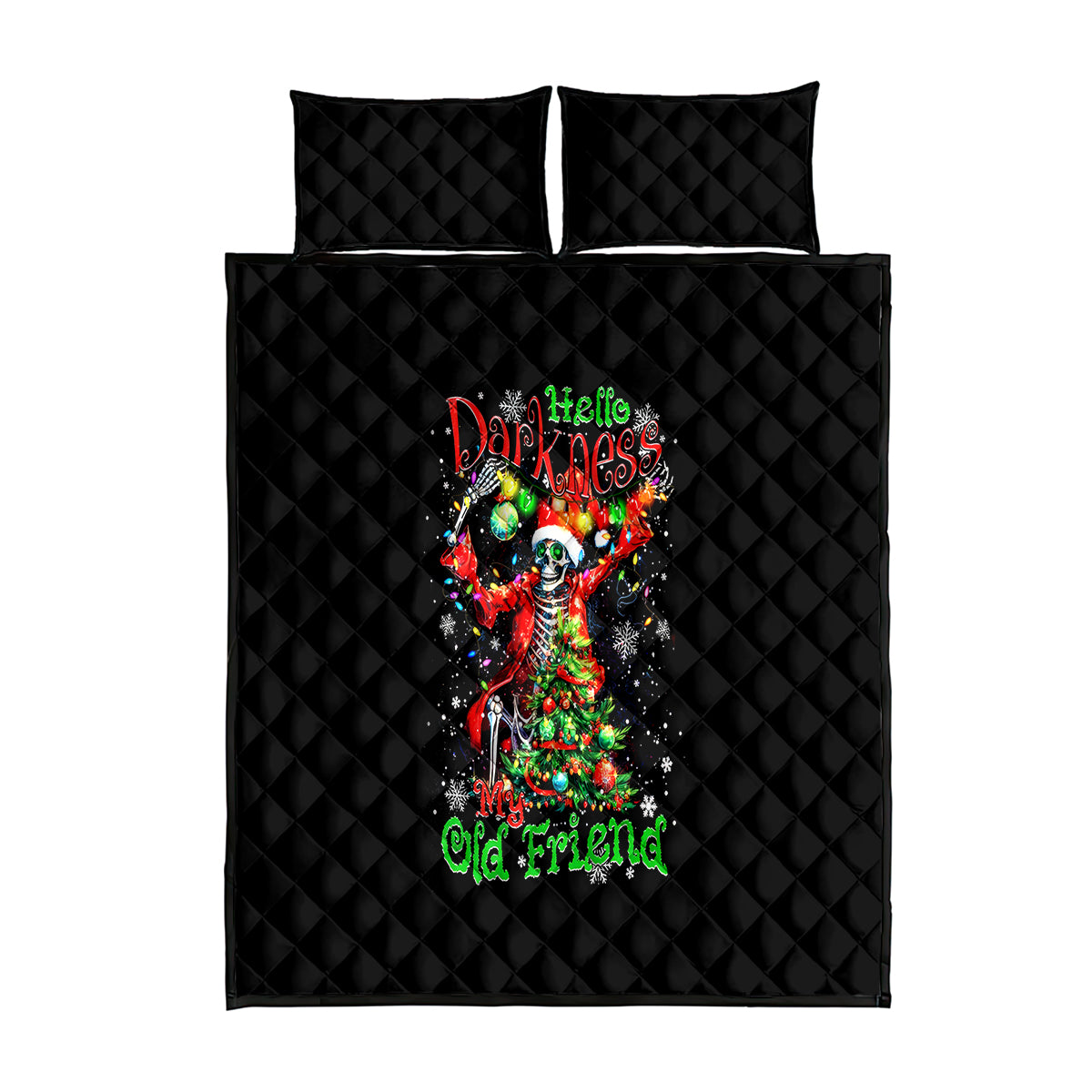 Skeleton Santa Claus Quilt Bed Set Hello Darkness My Old Friend - Wonder Print Shop