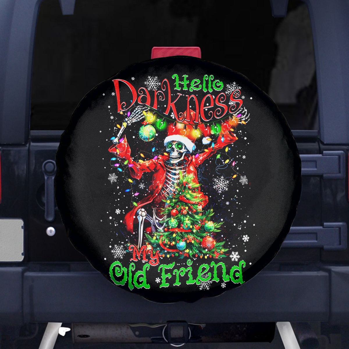 Skeleton Santa Claus Spare Tire Cover Hello Darkness My Old Friend - Wonder Print Shop