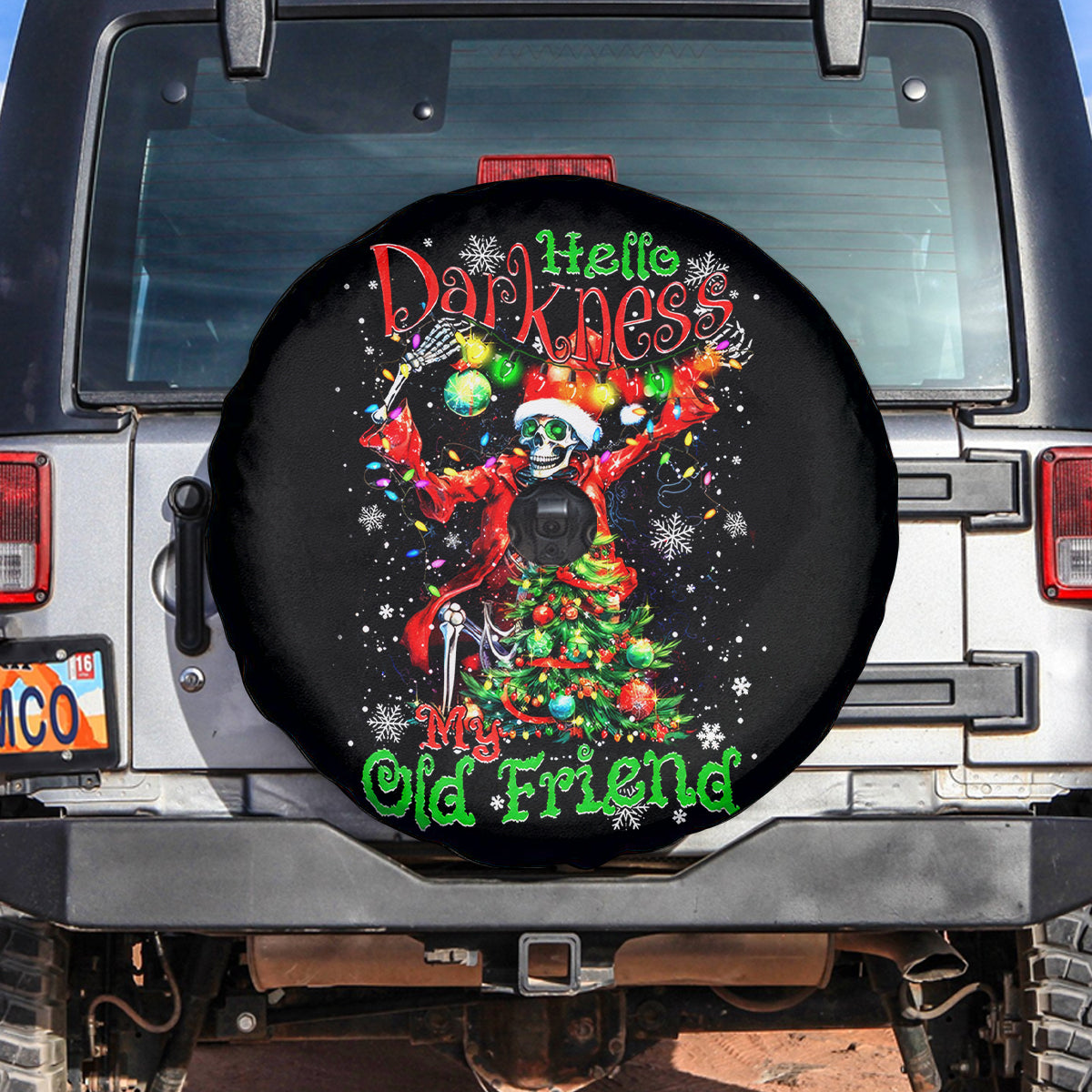 Skeleton Santa Claus Spare Tire Cover Hello Darkness My Old Friend - Wonder Print Shop