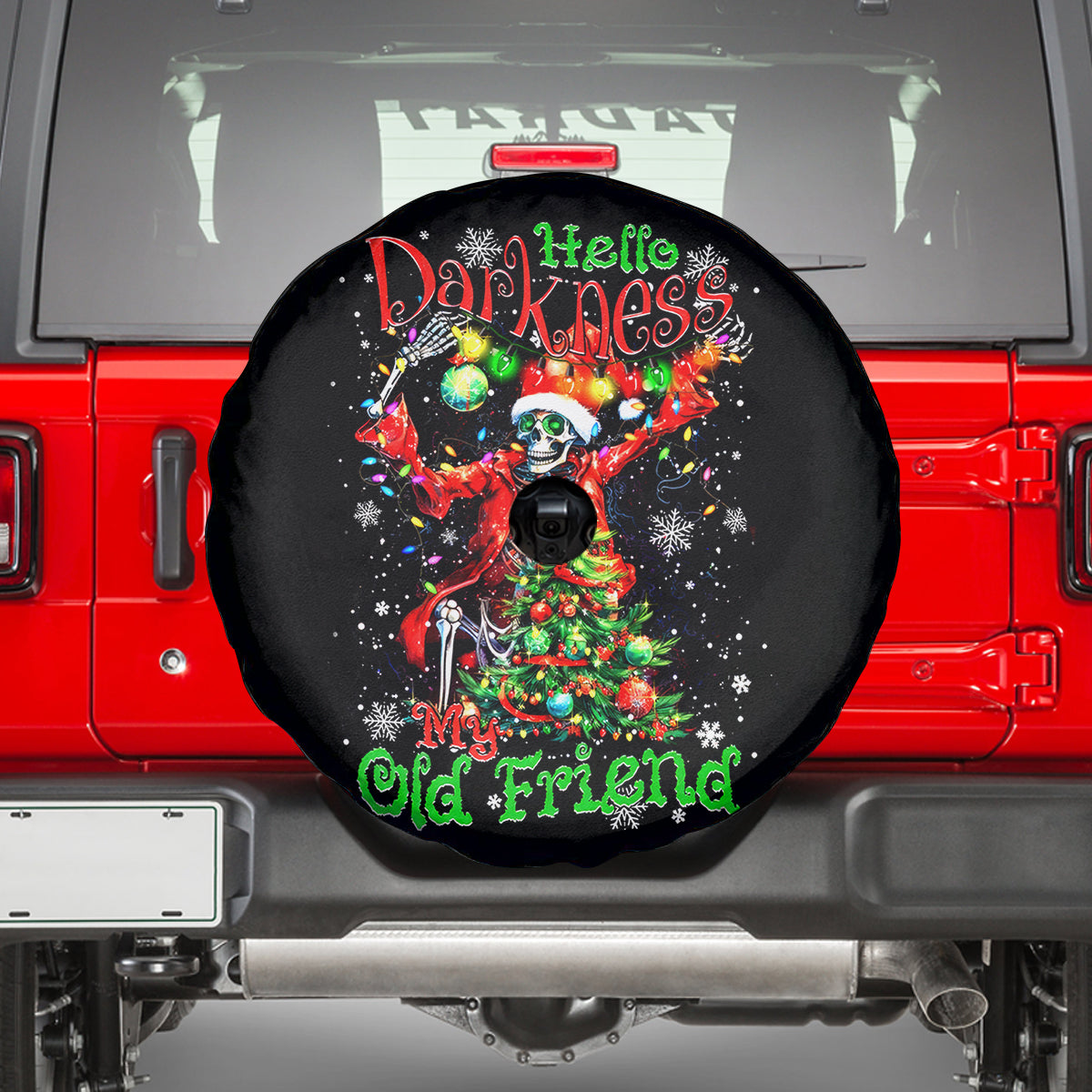 Skeleton Santa Claus Spare Tire Cover Hello Darkness My Old Friend - Wonder Print Shop