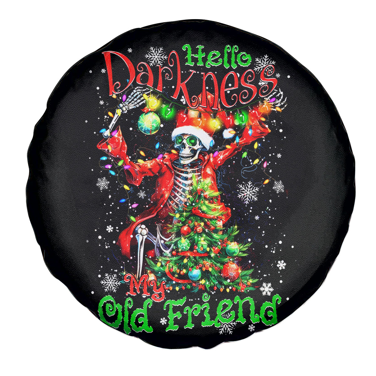 Skeleton Santa Claus Spare Tire Cover Hello Darkness My Old Friend - Wonder Print Shop