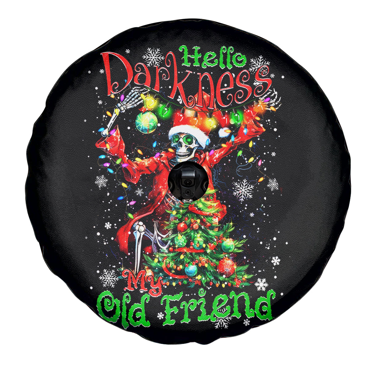 Skeleton Santa Claus Spare Tire Cover Hello Darkness My Old Friend - Wonder Print Shop