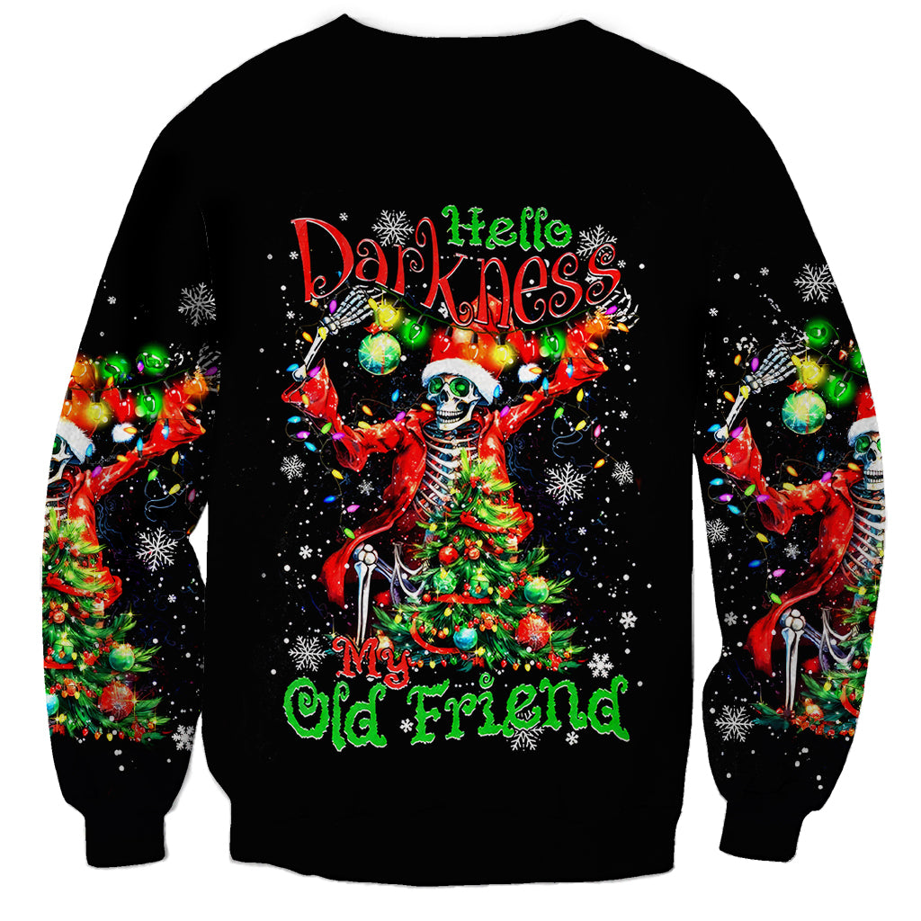 Skeleton Santa Claus Sweatshirt Hello Darkness My Old Friend - Wonder Print Shop