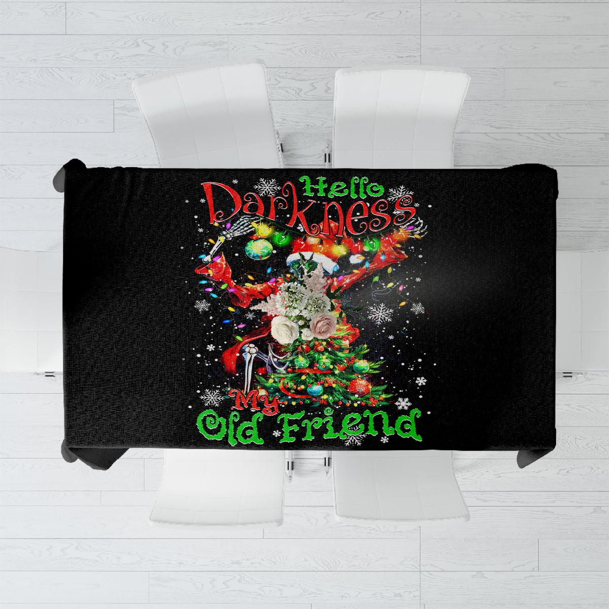 Skeleton Santa Claus Tablecloth Hello Darkness My Old Friend - Wonder Print Shop